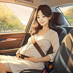 안전밸트 한 임산부