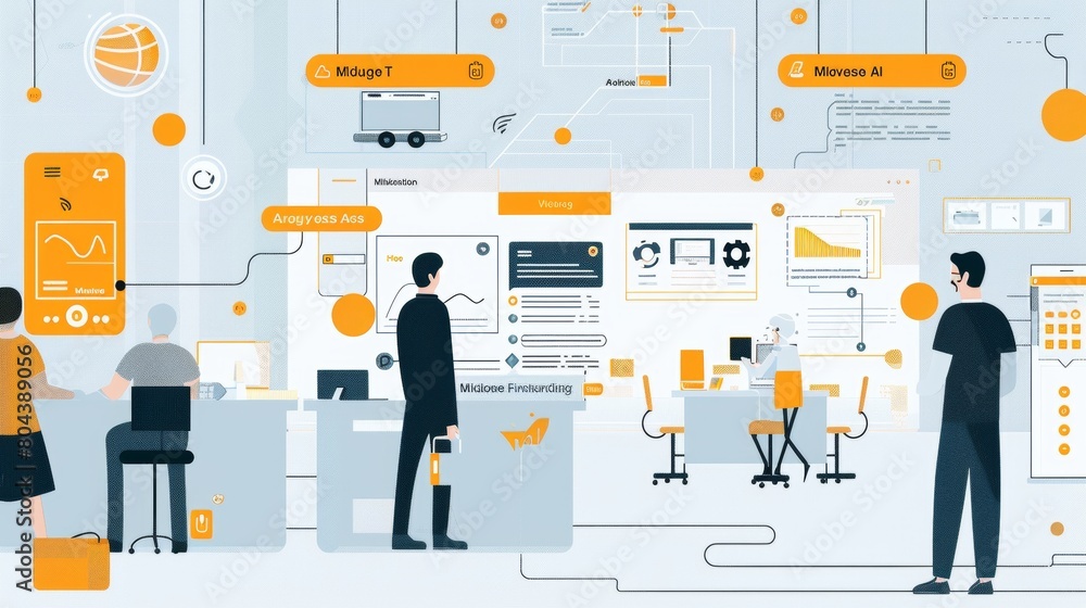Poster illustration visual representations of data analytics and insights provided