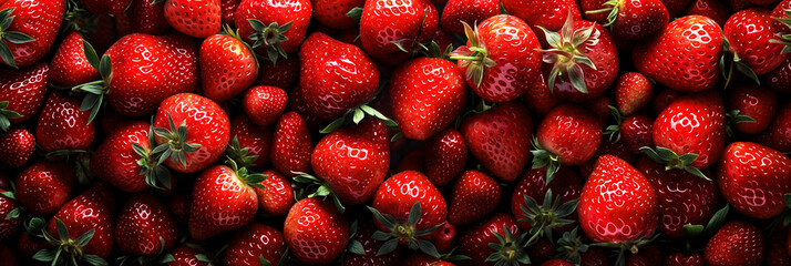 Background banner full of red strawberries