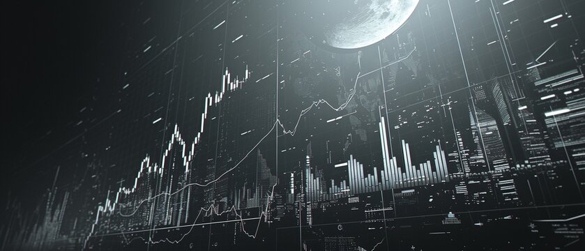 Minimalist and sleek design of a stock chart with thin lines and a monochrome palette, highlighting key stock performance, perfect for modern finance articles ,ultra HD,digital photography