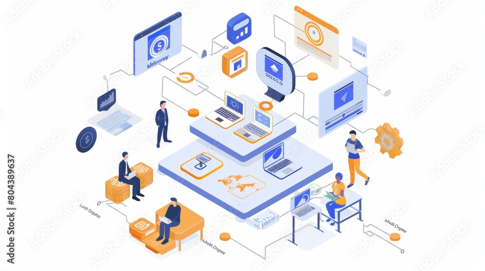 Poster illustration visual representations of data analytics and insights provided