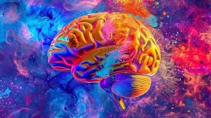 A colorful image of a human brain