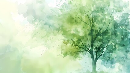 Water colour art, light green tree background
