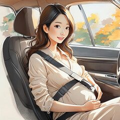 안전밸트 한 임산부