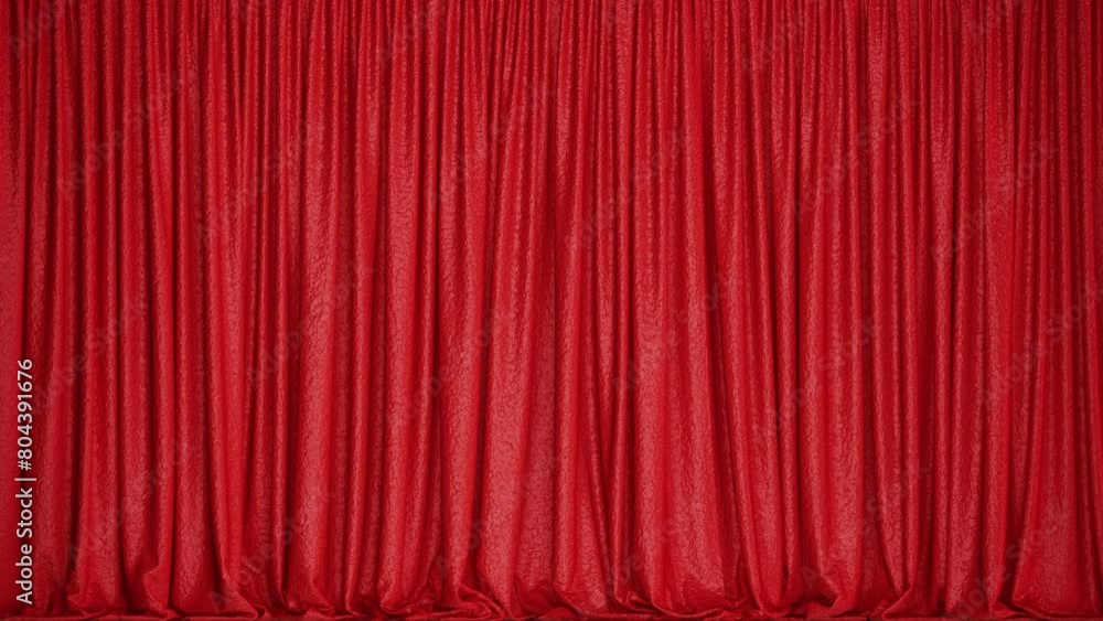 Poster realistic 3d animation of the red leather show stage curtain rendered in uhd with alpha matte