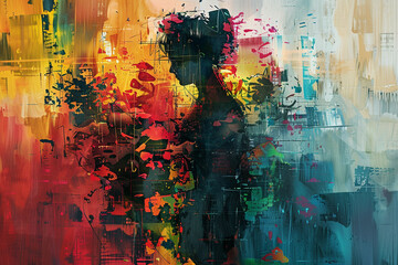Abstract Figurative Artwork. Colorful Brush Strokes.
