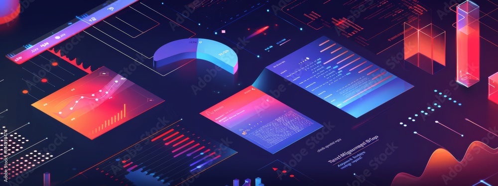 Poster illustration visual representations of data analytics and insights provided