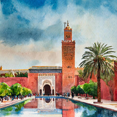 marrakech city orange wall artwork