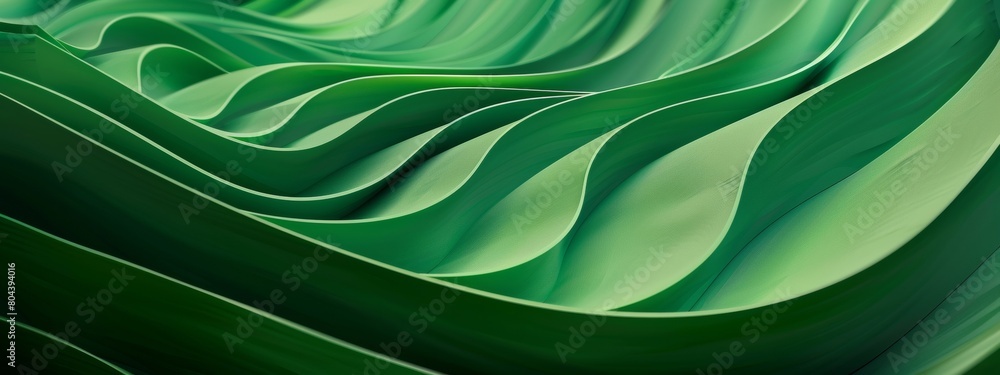 Leinwandbilder abstract texture green colored color background banner panorama long with 3d geometric waving waves 