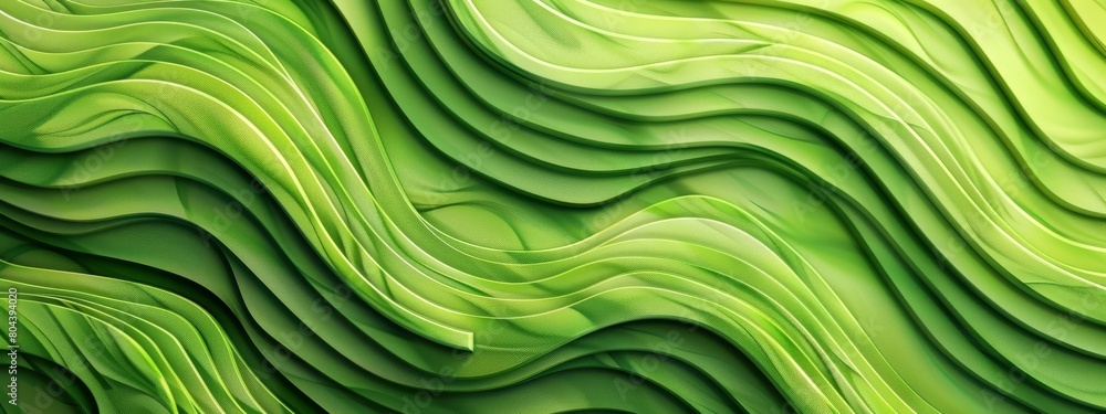 Aufkleber abstract texture green colored color background banner panorama with 3d geometric waving waves curve