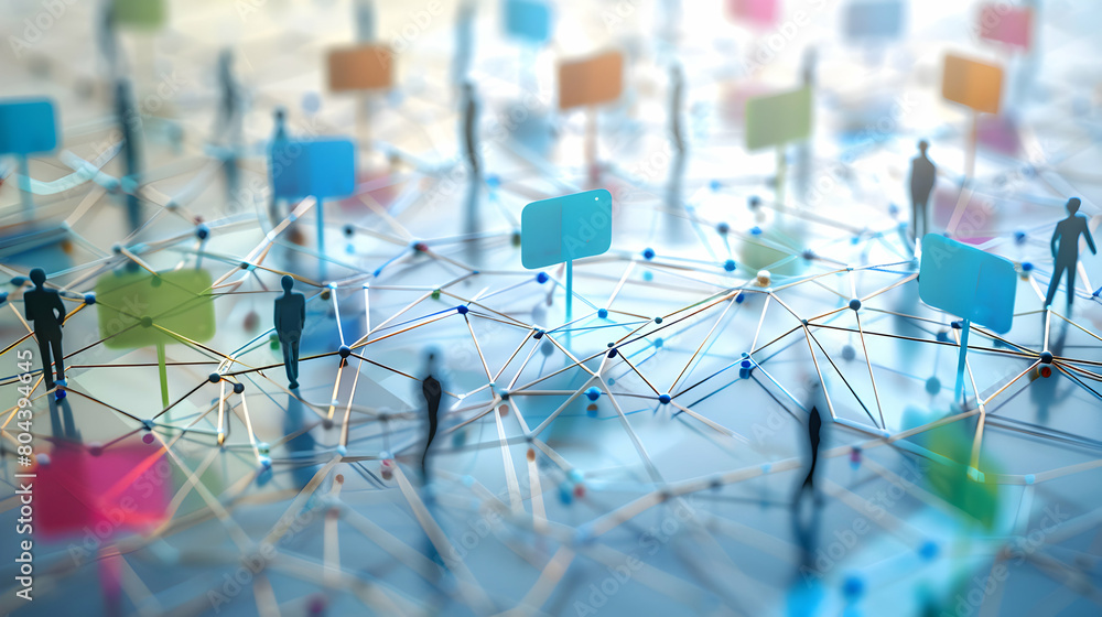 Poster empower team dynamics: meaningful dialogue in 3d business activity scenes - adobe stock photo concep