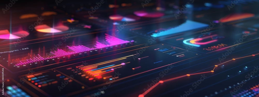 Poster illustration visual representations of data analytics and insights provided