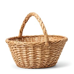 Old Wicker Basket On white background.
