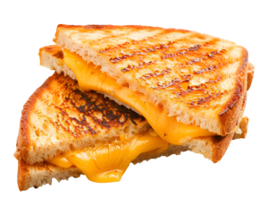 Grilled cheese sandwich on transparent background
