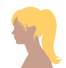 silhouette in profile of a girl with blond hair