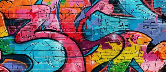 Graffiti wall backdrop with colorful graffiti, street art style