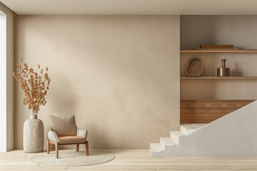 Modern minimalist interiors with neutral tones and natural lighting.