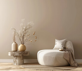 Modern minimalist interiors with neutral tones and natural lighting.