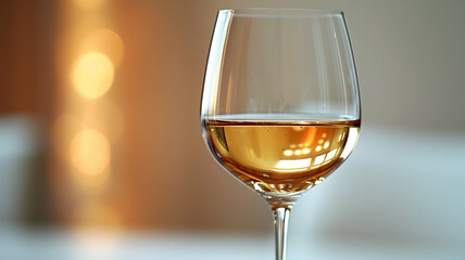 Fototapeta premium This Crystal-clear glass holds white wine, its pristine essence captured in a close-up