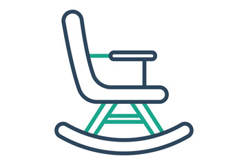rocking chair icon. icon related to elderly. line icon style. old age element illustration