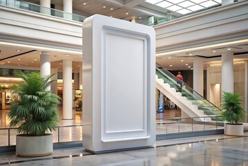Frame mockup for marketing in luxurious and decorated shopping mall. Generative AI