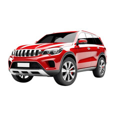 a 3d red car on Isolated transparent background png. generated with AI
