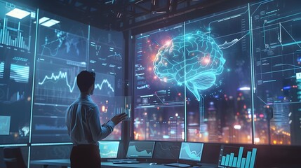 Holographic Brain Driving Business Growth in Modern Corporate Office Generative ai