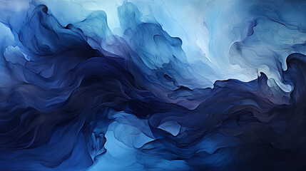 Beautiful Art of Black and Blue Brush Stroke Artistic Curvy Acrylic Paint on Background