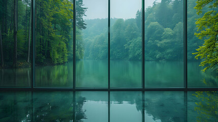 Tranquil Lake Reflection: Calm and Clear Photo Real Image for Relaxation and Brand Clarity