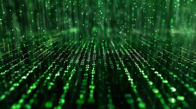 Technology computer cyberspace internet digital data network programming communication coding concept - Abstract green digital binary code matrix texture background