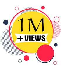 1 Million views celebration Yellows background design. One million views.1M Views
