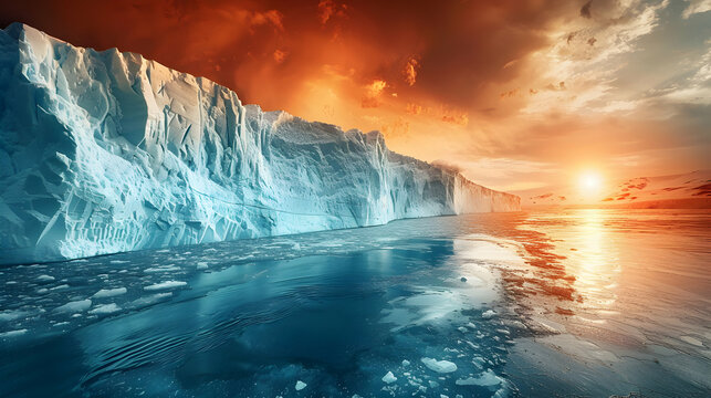 Powerful Imagery Depicting Glacial Melting Points Caused by Carbon Emissions - Global Warming Concept