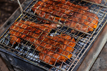 Marinated skewers are prepared on a barbecue grill over charcoal. Shish kebab or shish kebab is popular in Eastern Europe. Shish kebab was originally made from mutton. BBQ grilled beef kebab. 