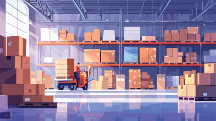 Modern warehouse vector interior with goods pallet
