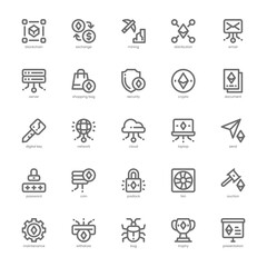 Blockchain icon pack for your website, mobile, presentation, and logo design. Blockchain icon outline design. Vector graphics illustration and editable stroke.