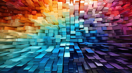 Seamless Rainbow Colors Abstract Pixel Mosaic Background
