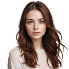 Naklejka premium a cute woman with long hair on Isolated transparent background png. generated with AI