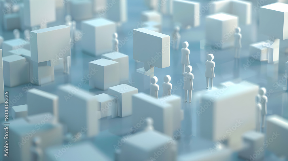 Poster enhance team collaboration with 3d business illustration and speech boxes for promoting open discuss