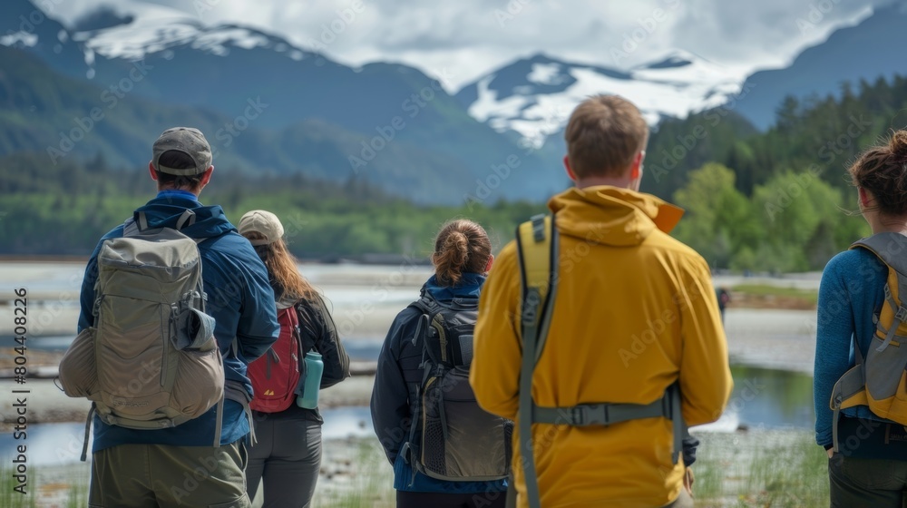 Poster The guide leads the group in a visualization exercise taking them to a tranquil beach or mountain setting..