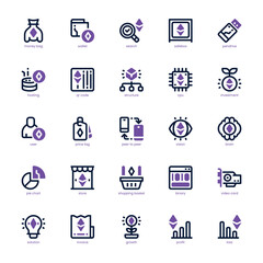 Blockchain icon pack for your website, mobile, presentation, and logo design. Blockchain icon dual tone design. Vector graphics illustration and editable stroke.