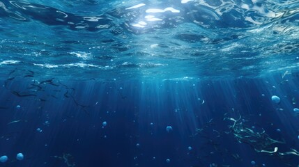 Blue Water Underwater Background Texture - Generative AI