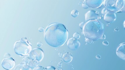 Flowing water bubbles,Water molecule,bubbles, light blue gradient,minimalism