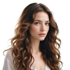 Fototapeta premium a cute woman with long hair on Isolated transparent background png. generated with AI