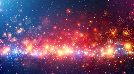 Fototapeta premium Patriotic background featuring American flag and fireworks, ideal for Fourth of July celebrations.