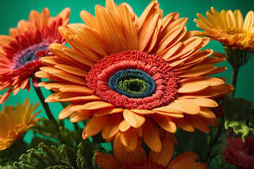 Fresh orange gerbera flower close-up - 804409659