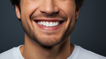 Close-Up of Smiling Man with Perfect White Teeth