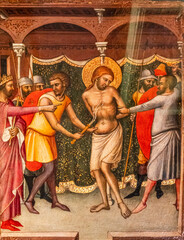 The Flagellation, Luca di Tommè, Siena, 1365, tempera on panel, Amsterdam, Netherlands