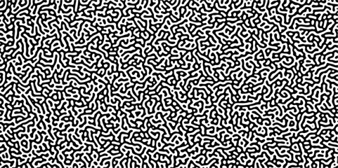Turing reaction diffusion monochrome seamless pattern with chaotic motion. Linear design with biological shapes. Organic lines in Memphis. abstract turing organic wallpaper background.