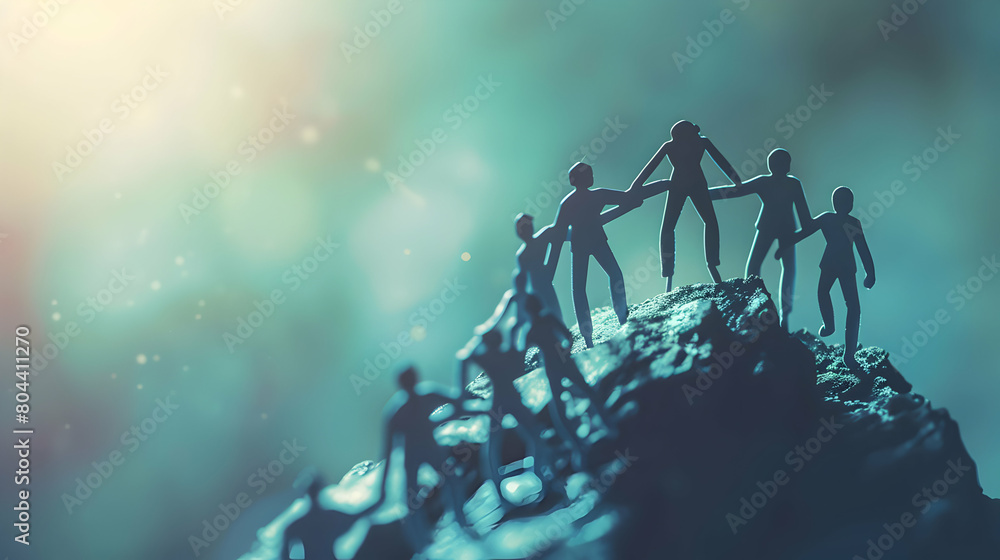 Poster empower your team to strive for success through collaboration with workers in a 3d banner showcasing