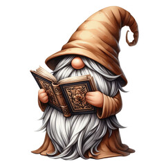 Gnome Reading Book Sublimation Clipart
